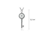 Silver key pendant with zirconia stones