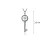 Silver key pendant with zirconia stones