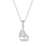 Silver sailboat pendant with zirconia stones