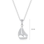 Silver sailboat pendant with zirconia stones