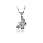Silver butterfly pendant with zirconia stones