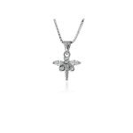 Silver dragonfly pendant with zirconia wings