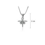Silver dragonfly pendant with zirconia wings