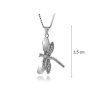 Silver dragonfly pendant with zirconia