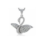 Silver swan pendant with zirconia