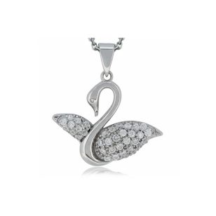 Silver swan pendant with zirconia
