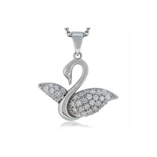 Silver swan pendant with zirconia