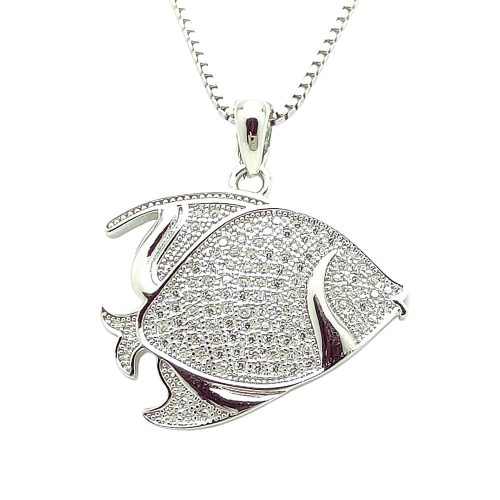 Silver pendant with sparkling zirconia stones 