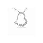 Silver heart pendant with zirconia stones