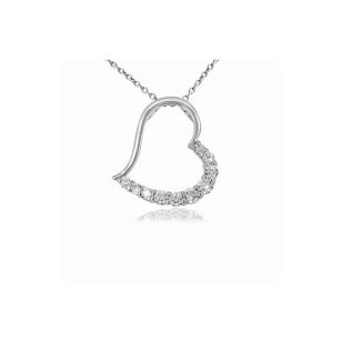 Silver heart pendant with zirconia stones