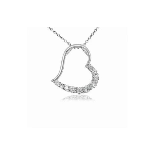 Silver heart pendant with zirconia stones