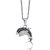 Silver dolphin pendant with black and white zirconia