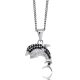 Silver dolphin pendant with black and white zirconia