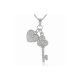 Key and heart silver pendant with zirconia