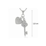 Key and heart silver pendant with zirconia