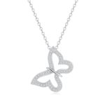 Silver butterfly pendant with zirconia