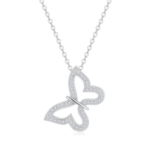 Silver butterfly pendant with zirconia