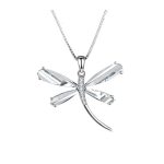 Silver dragonfly pendant with large zirconia