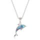 Silver dolphin pendant with blue enamel