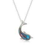 Silver dolphin pendant, multicolored