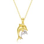 Gold-plated silver dolphin pendant pair