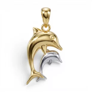 Aranyozott ezüst medál páros delfin
