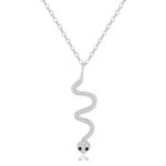 Silver snake pendant with zirconia