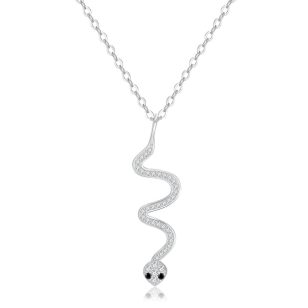 Silver snake pendant with zirconia