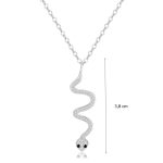 Silver snake pendant with zirconia