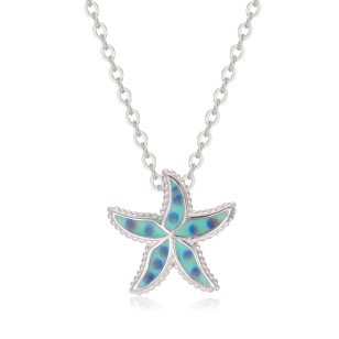 Silver pendant with blue starfish