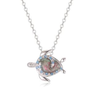 Silver turtle pendant with enamel