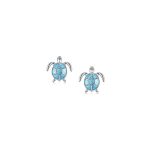 Silver earrings with blue stone turtle