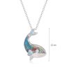Silver whale pendant with blue zirconia