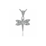 Silver dragonfly pendant with zirconia stones