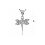 Silver dragonfly pendant with zirconia stones