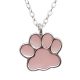 Silver paw necklace with pink enamel