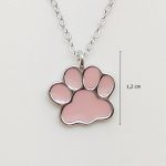 Silver paw necklace with pink enamel