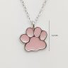 Silver paw necklace with pink enamel