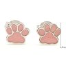 Silver paw earrings with pink enamel
