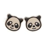 Silver panda earrings for children