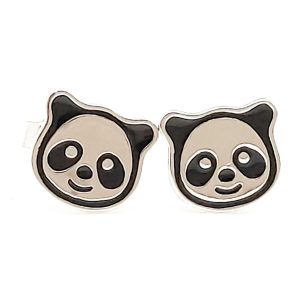 Silver panda earrings for children