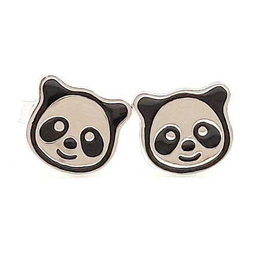 Silver panda earrings for children