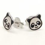 Silver panda earrings for children