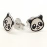 Silver panda earrings for children