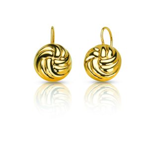 Gold braided round earrings with latch back closure