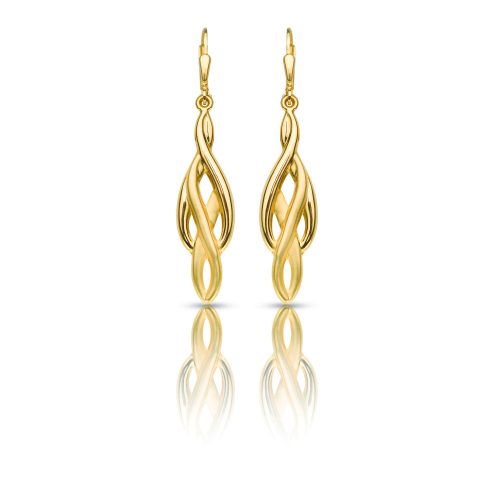 Gold drop / dangle earrings with golden braid