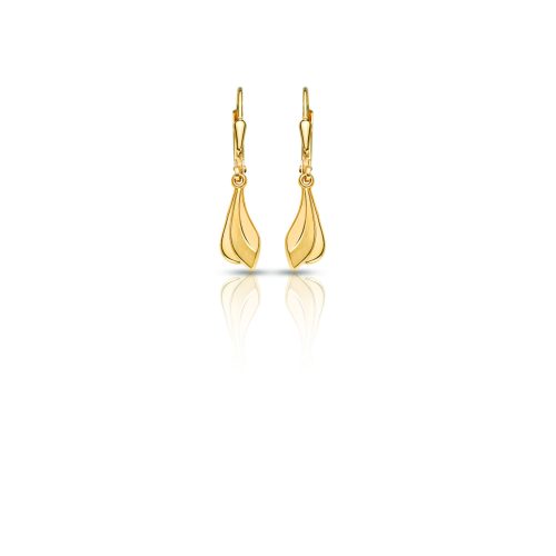 Gold petal drop / dangle earrings