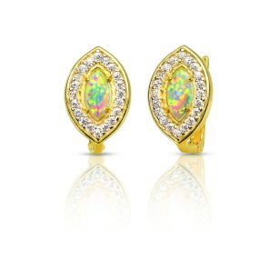Rainbow sparkle French clasp gold earrings