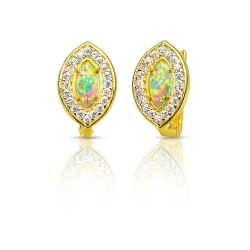 Rainbow sparkle French clasp gold earrings
