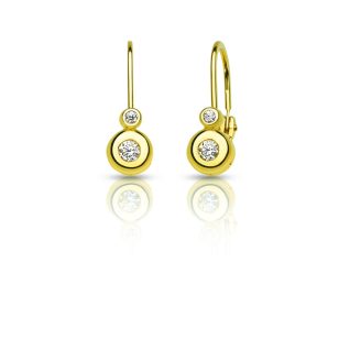 Double stone gold earrings with front clasp